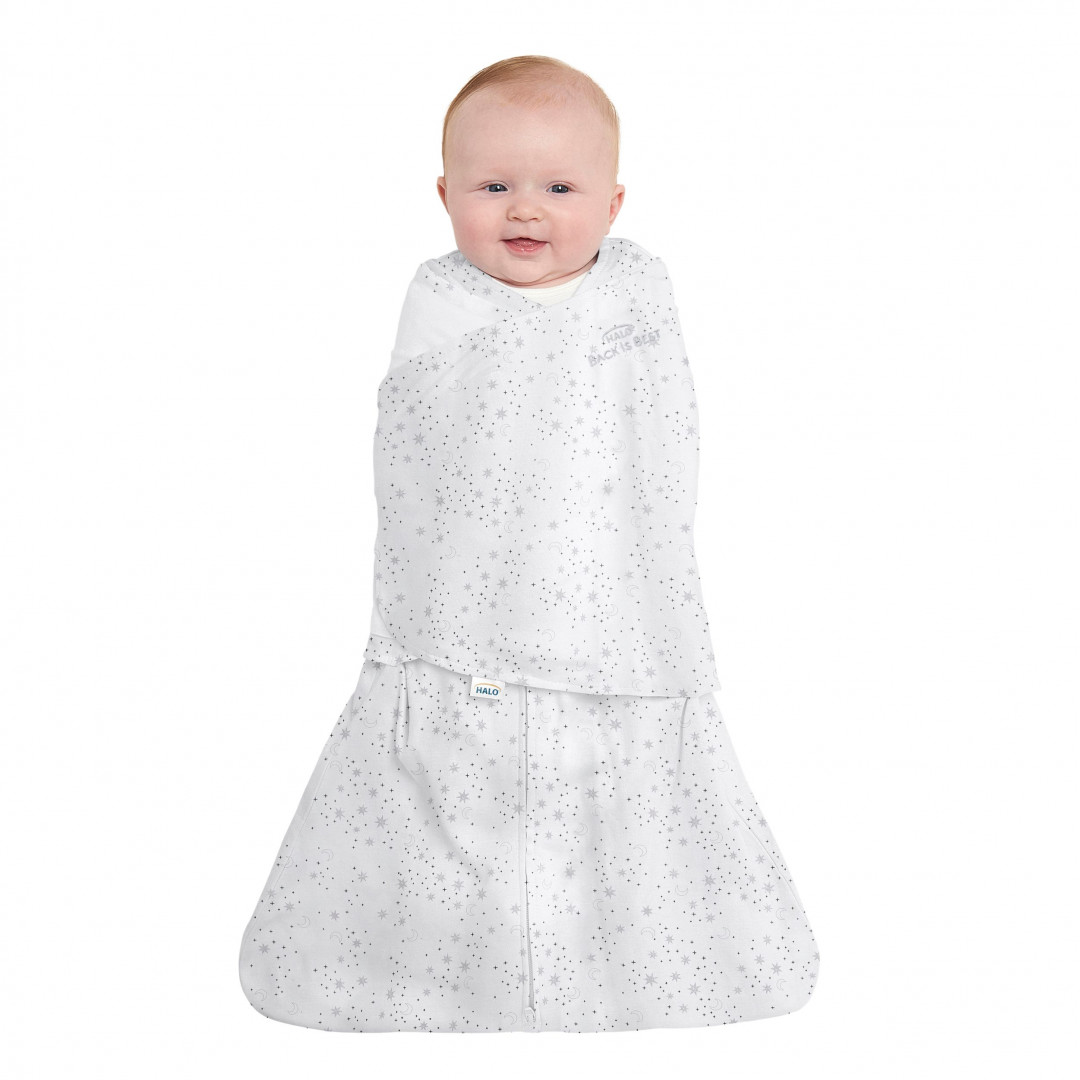 Halo Sleepsack Swaddle Cotton 1.5T Midnight Moons Gris